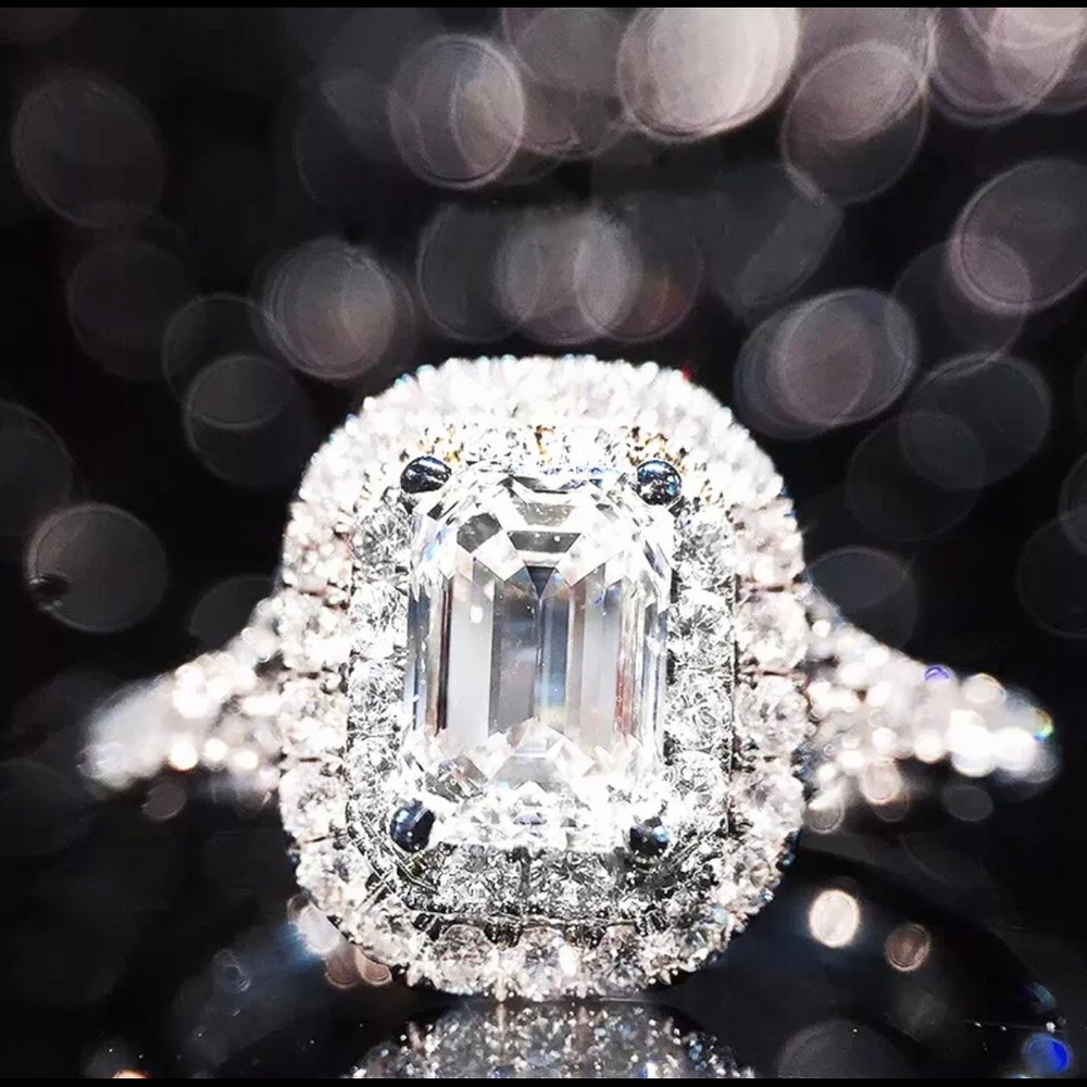 925 Stamped Sterling Silver Diamond Engagement Ring - Picture 6 of 9